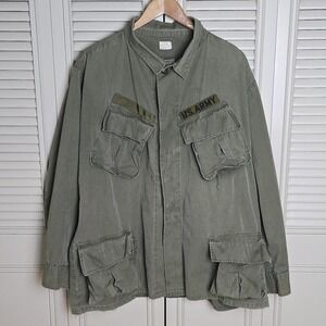 Jungle Jacket 1968 US Army Fatigue Ripstop OG107 Vietnam XL Regular Military Vtg